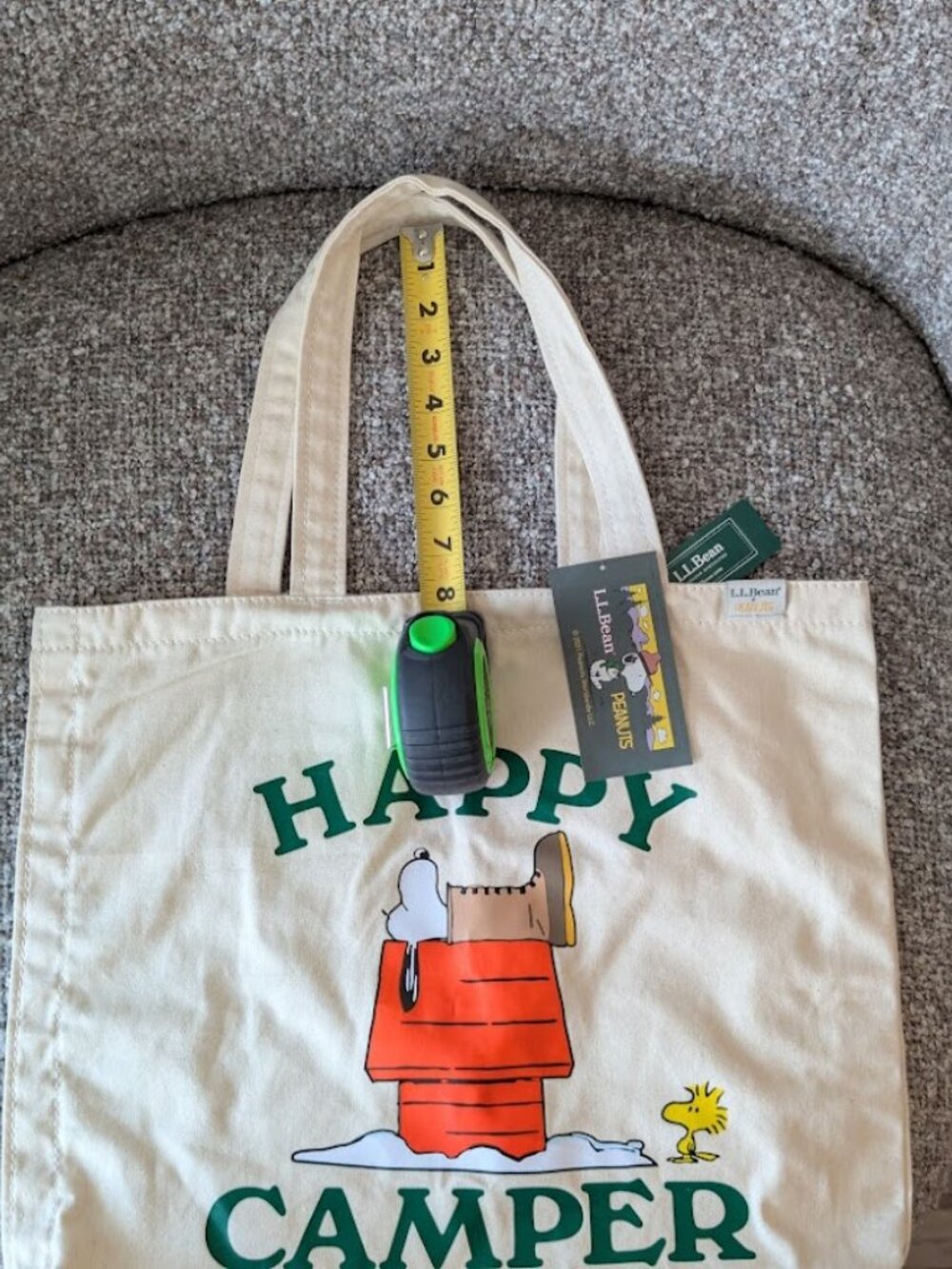 NEW!!L.L. BEAN x Peanuts Snoopy “HAPPY CAMPER” Canvas Tote Bag - Picture 6 of 7